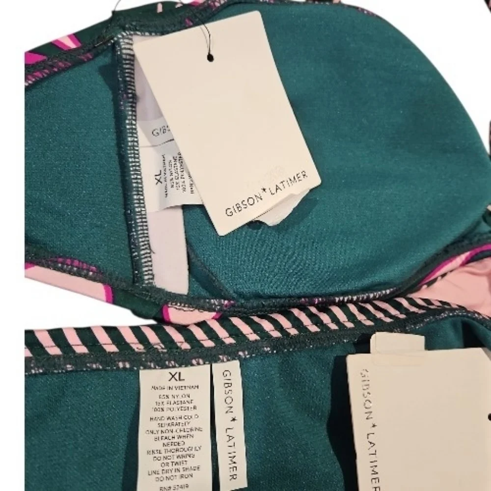NWT Gibson Latimer Pink and Teal Bikini Set sz XL